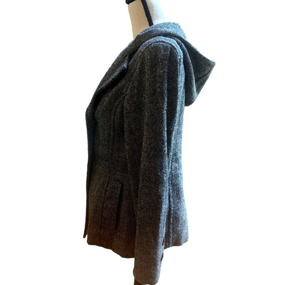 Woman's Esprit Black and White Houndstooth Wool Blend Pea Coat Size Medium - Picture 6 of 7